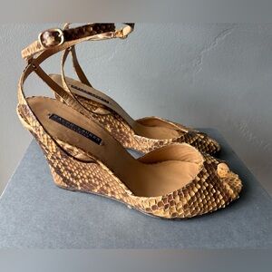 Ralph Lauren Collection Python Peep-toe Wedge with Ankle Strap ~ Size 10 1/2